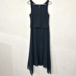 MaxMara Black Silk Sleeveless A-Line Asymmetrical Hem Dress SIZE 4 Y2K